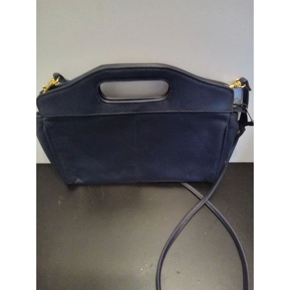 Charter Club Classics Navy Blue Leather Crossbody Bag‎ Cutout Handle Handbag